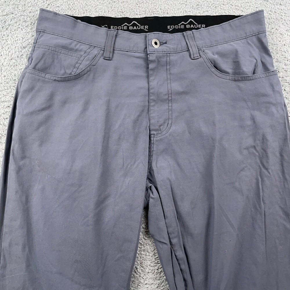 Eddie Bauer Pants Mens 34x32 Gray Hiking Performance Stretch Zip Pocket 33x31